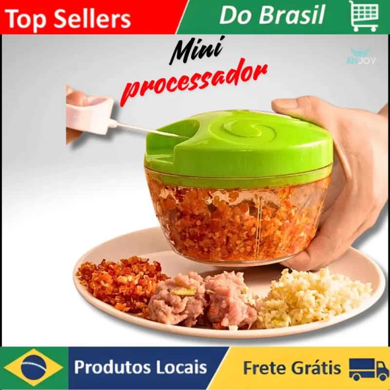 Mini Processador Manual de Alimentos 400ml - Picador Compacto e Prático para Uso Diário