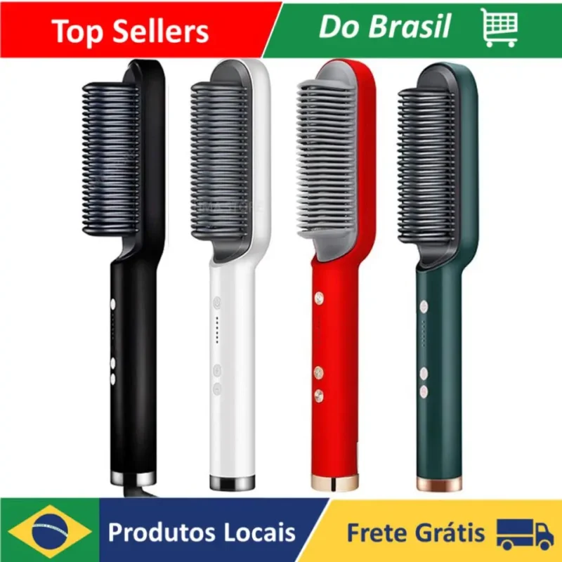 Escova Alisadora Anion Hair Pro 3 em 1 Secador Chapinha Modelador de Cachos Bivolt Cores Sortidas - Envio Rápido Todo Brasil