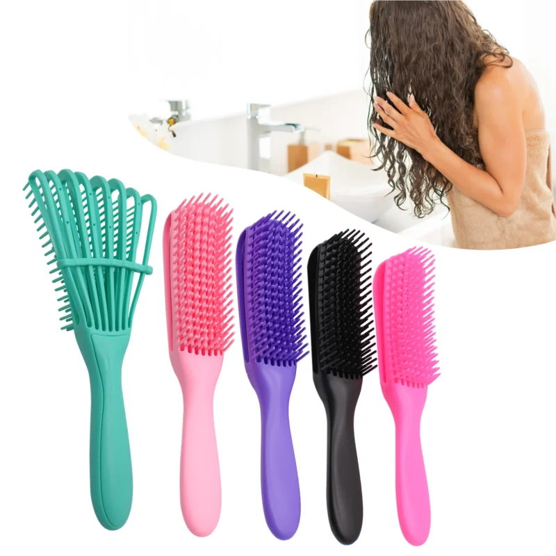Escova Polvo Pente De Cabelo Cachos Enrolado Desembaraçar