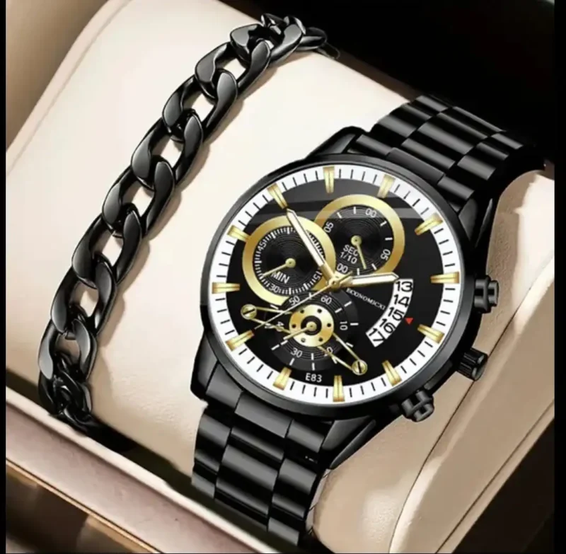Relógio masculino casual feshion kit com pulseira