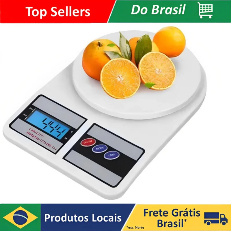 Balança Digital de Cozinha Alta Precisão de Alimentos 10kg Dieta Fitness