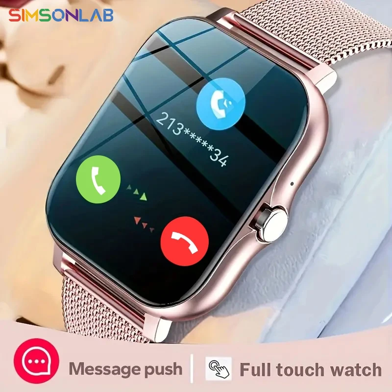 Relógio inteligente android para homens e mulheres, chamada bluetooth, oxigênio no sangue, monitoramento de pressão, tela colorida, 1,44 polegadas, 2023