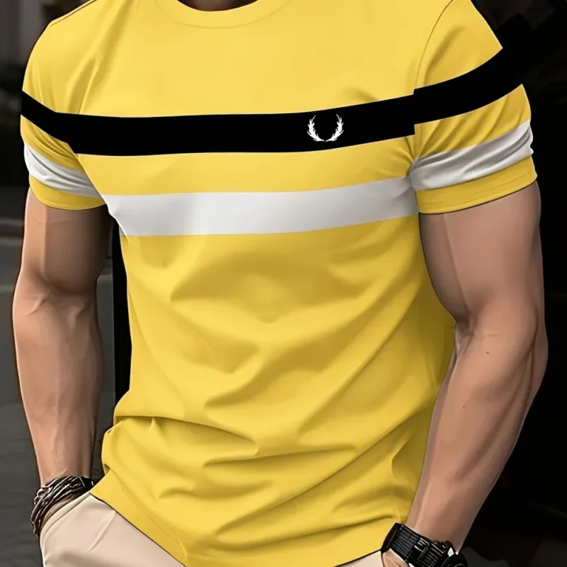 Camiseta masculina com estampa listrada a moda verão