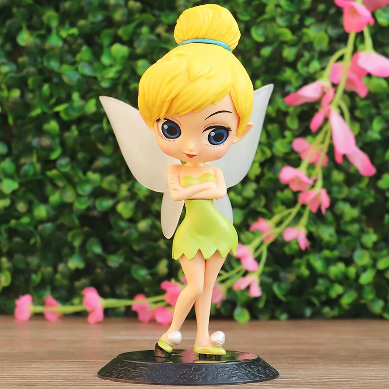 Disney 14cm q posket princesa tinker bell figura modelo brinquedos  figura animação modelo bonecas presentes decoração de casa festa de aniversário