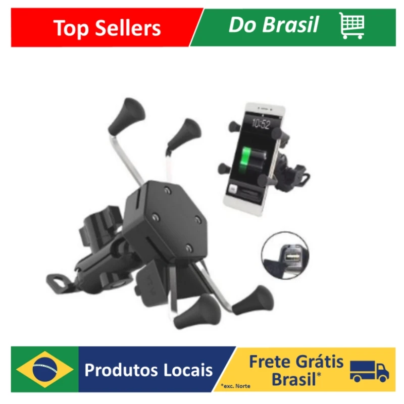 Suporte Para Motocicletas Usb Pra Carregador 360 Rotação