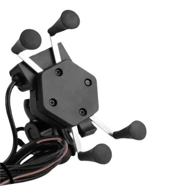 Suporte garra para celular moto universal com carregador usb